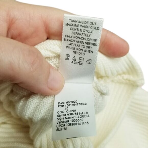 Lori Goldstein LOGO Cream Textured Knit Long Sleeve Sweater Top Womens Size M Co - Picture 5 of 9